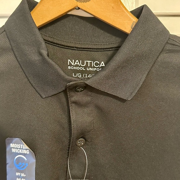 NAUTICA Boys School Uniform Polo Performance Stretch S/S Black L14/16 NWT - Picture 6 of 10